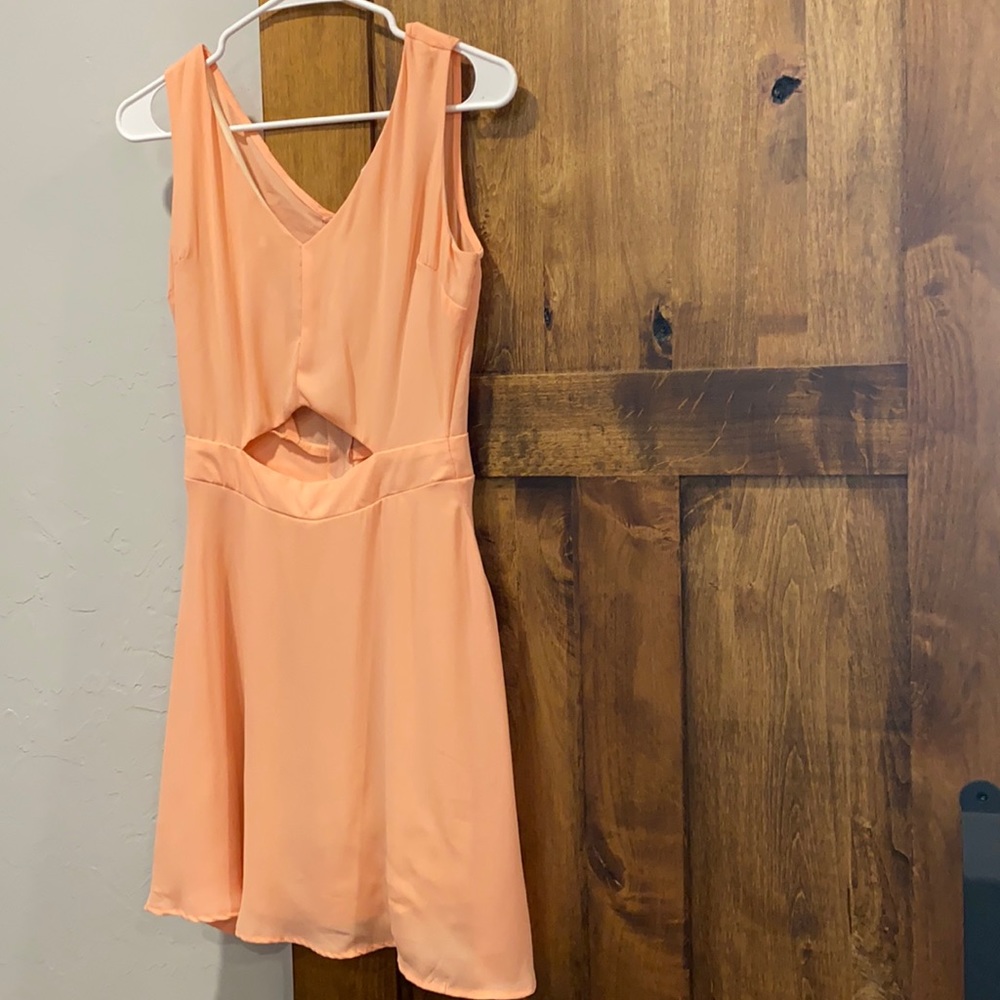 Tobi peach dress with cutout detail, Size Small